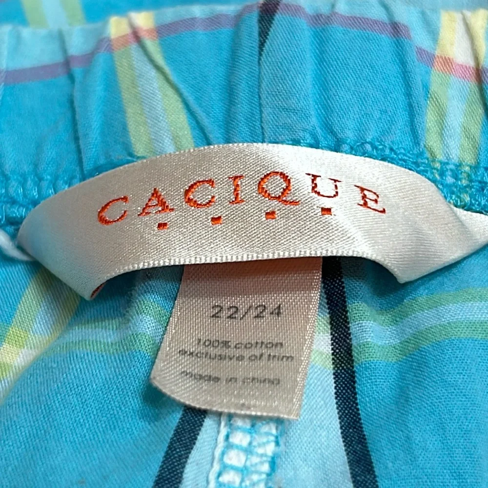 Size 22/24 3X Cacique 100% cotton blue plaid pajama pants